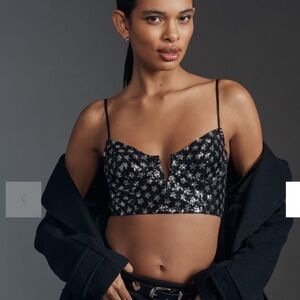 By Anthropologie Sequin Star Bralette W1366 Sz Medium